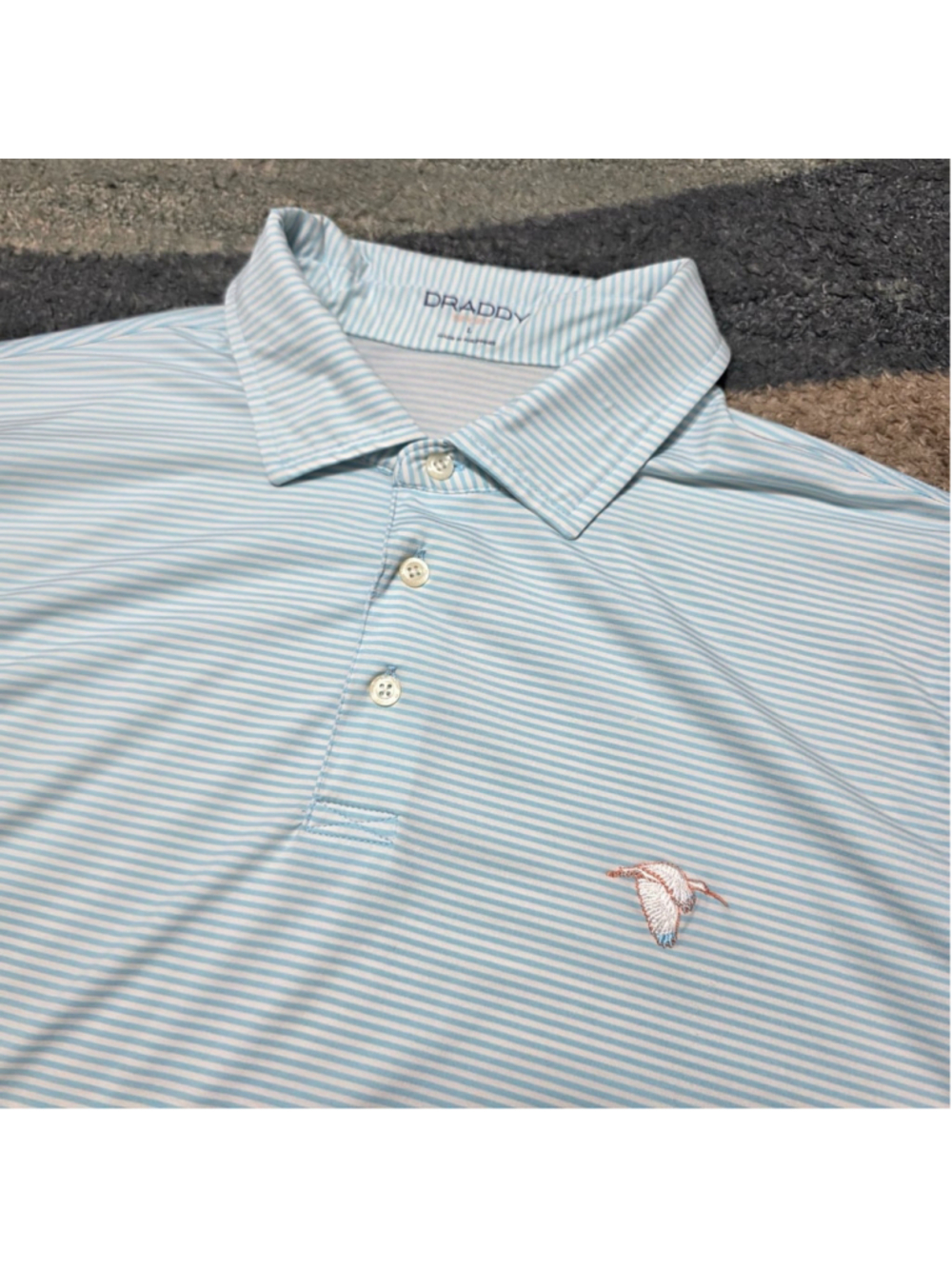 Draddy Sport Polo Shirt L Blue Stripe Ibis Country Club Golf